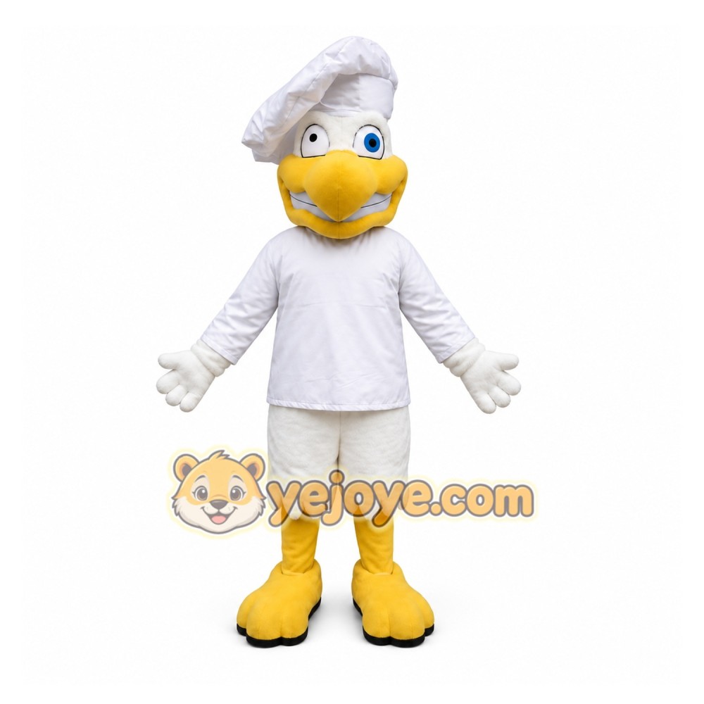 White Bird Mascot Costume with Custom Logo
