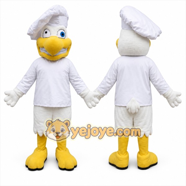White Bird Mascot Costume with Custom Logo