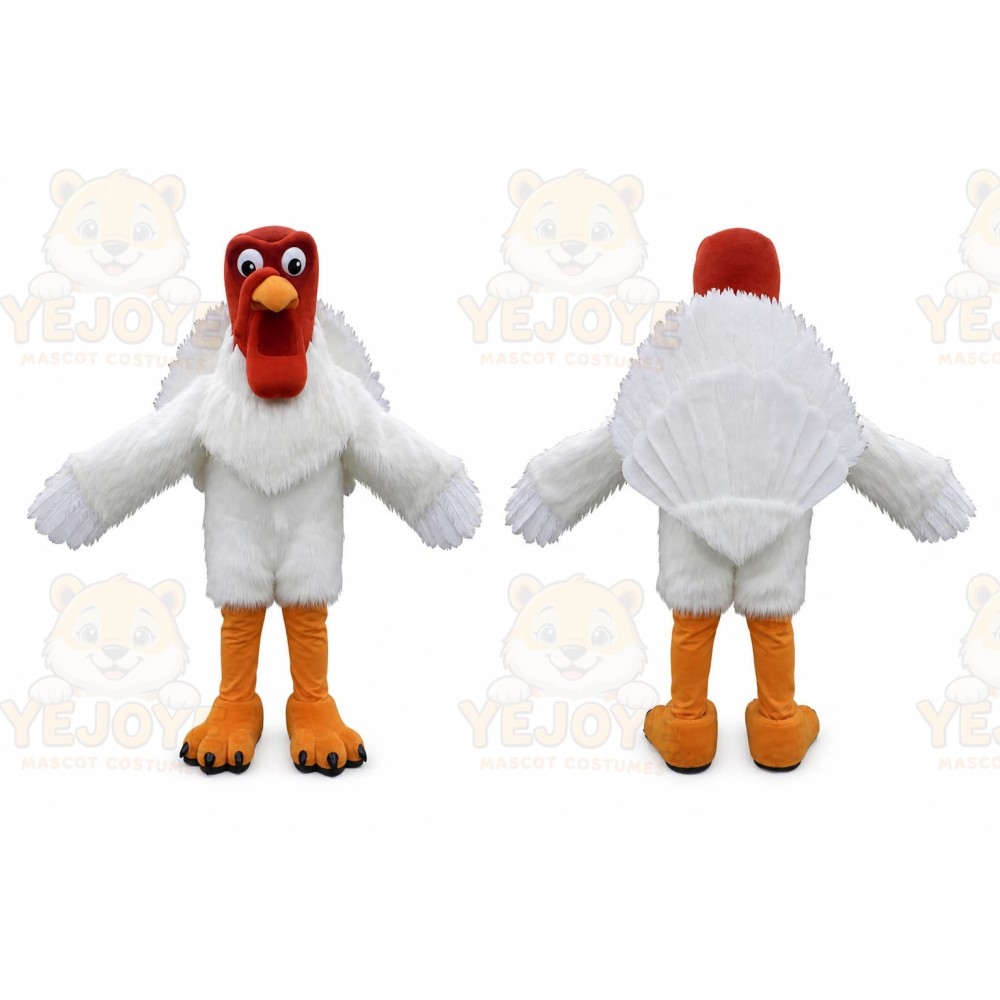 White Bird Mascot Costume with Custom Logo