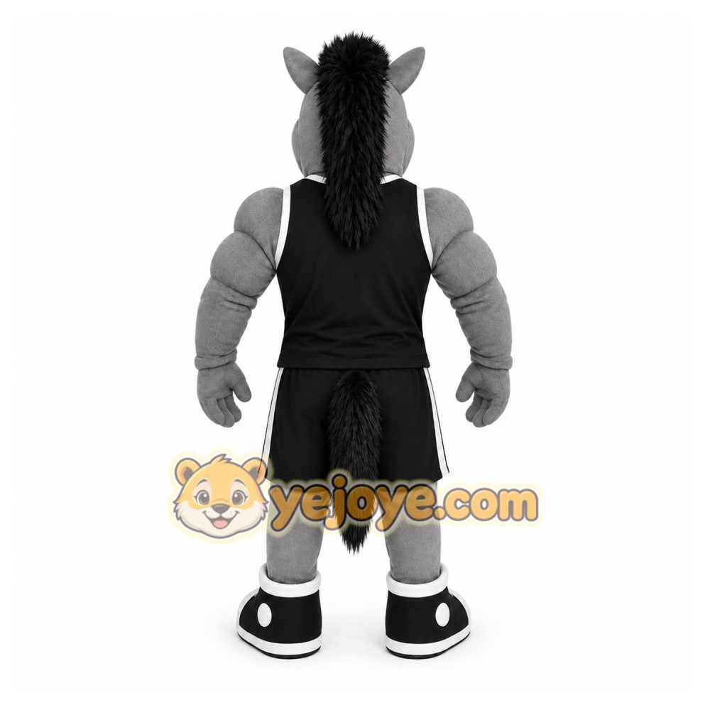 Gray Horse Mascot Costume with Custom Logo Gray Horse Mascot Costume with Custom Logo