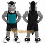 Gray Horse Mascot Costume with Custom Logo
