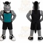 Gray Horse Mascot Costume with Custom Logo