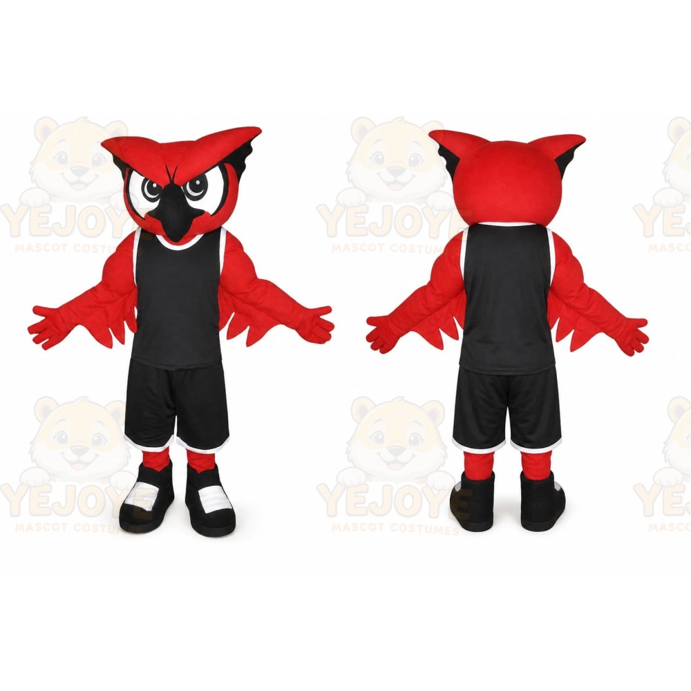 Red Owl Mascot Costume with Custom Logo
