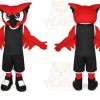 Red Owl Mascot Costume with Custom Logo