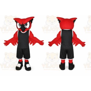 Red Owl Mascot Costume with Custom Logo