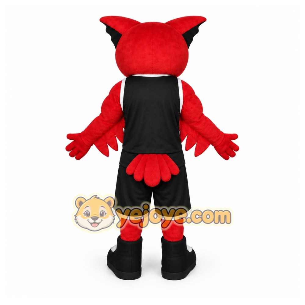Red Owl Mascot Costume with Custom Logo