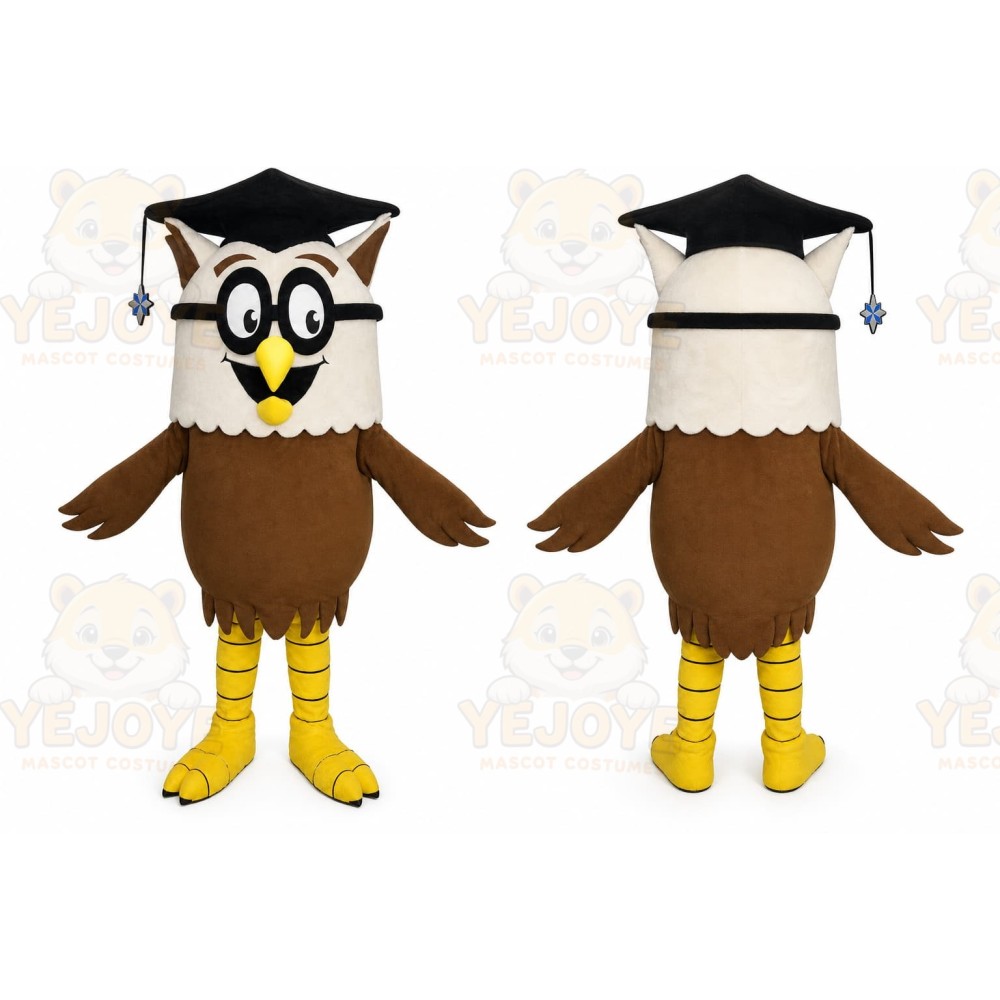 Brown Owl Mascot Costume with Custom Logo