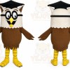 Brown Owl Mascot Costume with Custom Logo