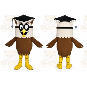 Brown Owl Mascot Costume with Custom Logo
