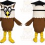 Brown Owl Mascot Costume with Custom Logo