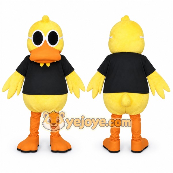 Yellow Duck Mascot Costume with Custom Logo