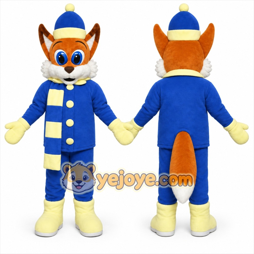 Blue Fox Mascot Costume with Custom Logo Blue Fox Mascot Costume with Custom Logo