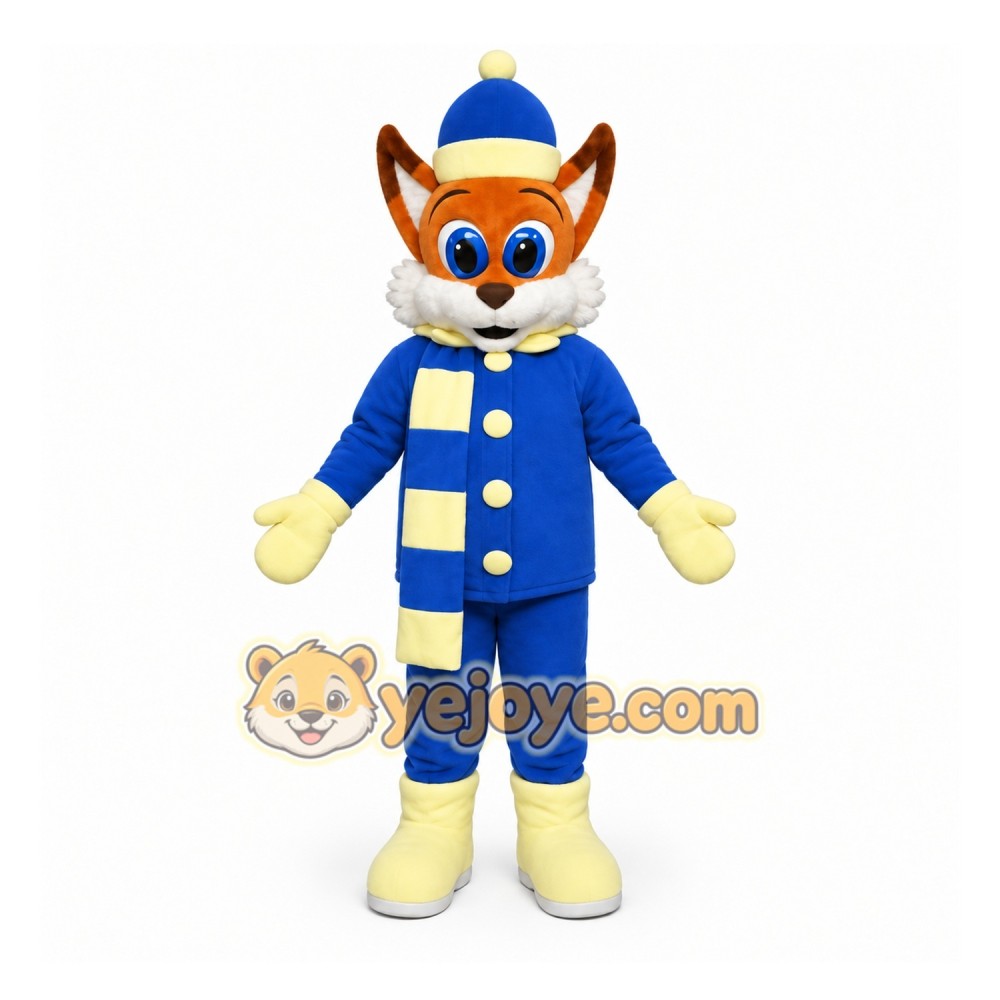 Blue Fox Mascot Costume with Custom Logo Blue Fox Mascot Costume with Custom Logo