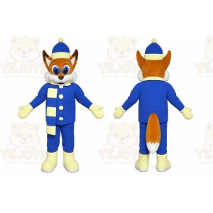 Blue Fox Mascot Costume with Custom Logo