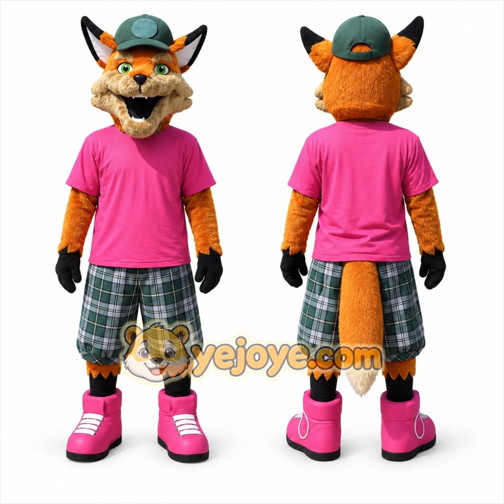 Orange Fox Mascot Costume with Custom Logo
