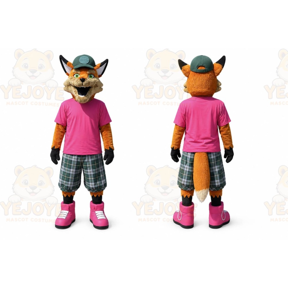 Orange Fox Mascot Costume with Custom Logo