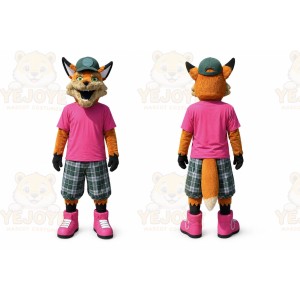 Orange Fox Mascot Costume with Custom Logo