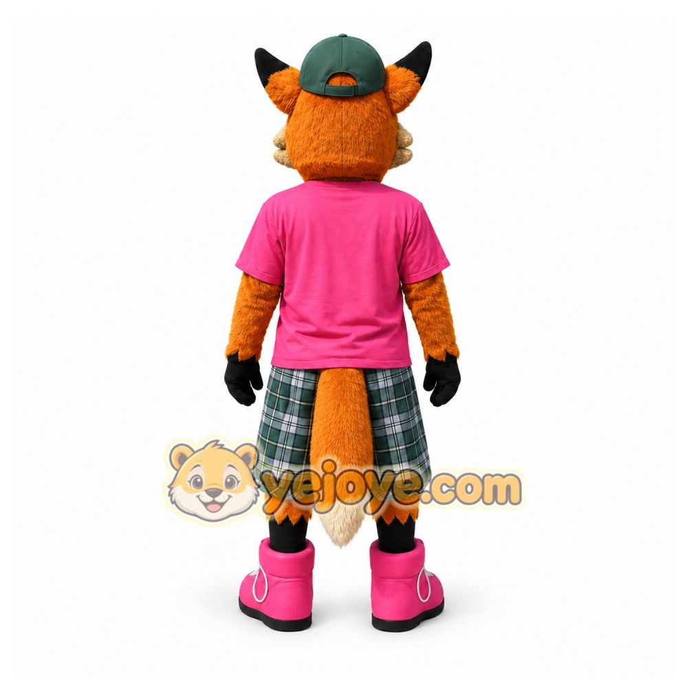 Orange Fox Mascot Costume with Custom Logo