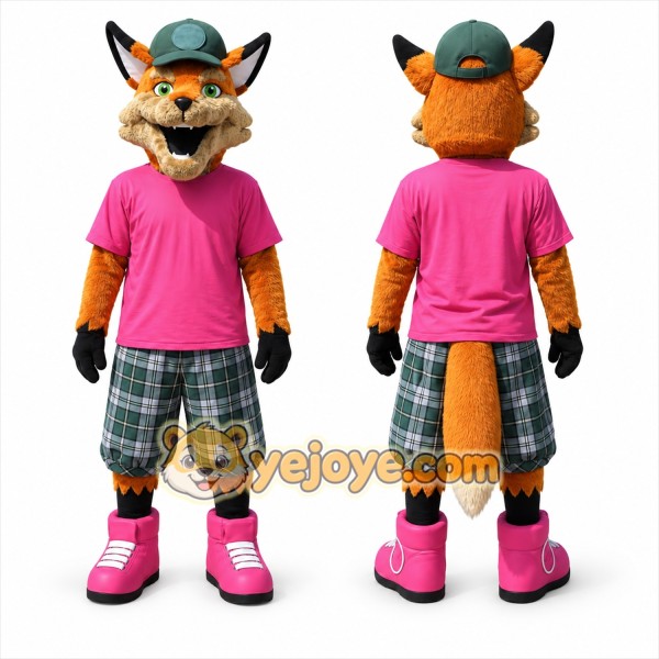 Orange Fox Mascot Costume with Custom Logo