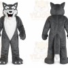 Gray Wolf Mascot Costume with Custom Logo
