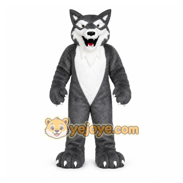 Gray Wolf Mascot Costume with Custom Logo Gray Wolf Mascot Costume with Custom Logo