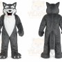 Gray Wolf Mascot Costume with Custom Logo