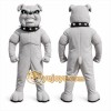 Gray Bulldog Mascot Costume with Custom Logo