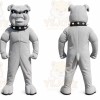 Gray Bulldog Mascot Costume with Custom Logo