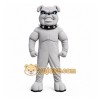 Gray Bulldog Mascot Costume with Custom Logo
