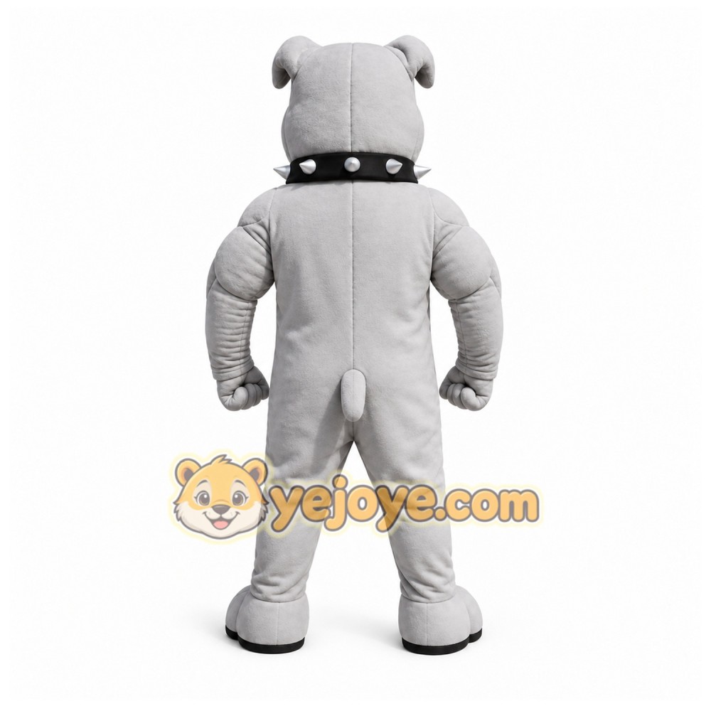 Gray Bulldog Mascot Costume with Custom Logo
