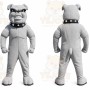 Gray Bulldog Mascot Costume with Custom Logo