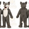 Gray Wolf Mascot Costume with Custom Logo