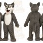 Gray Wolf Mascot Costume with Custom Logo