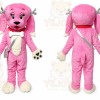 Pink Dog Mascot Costume with Custom Logo
