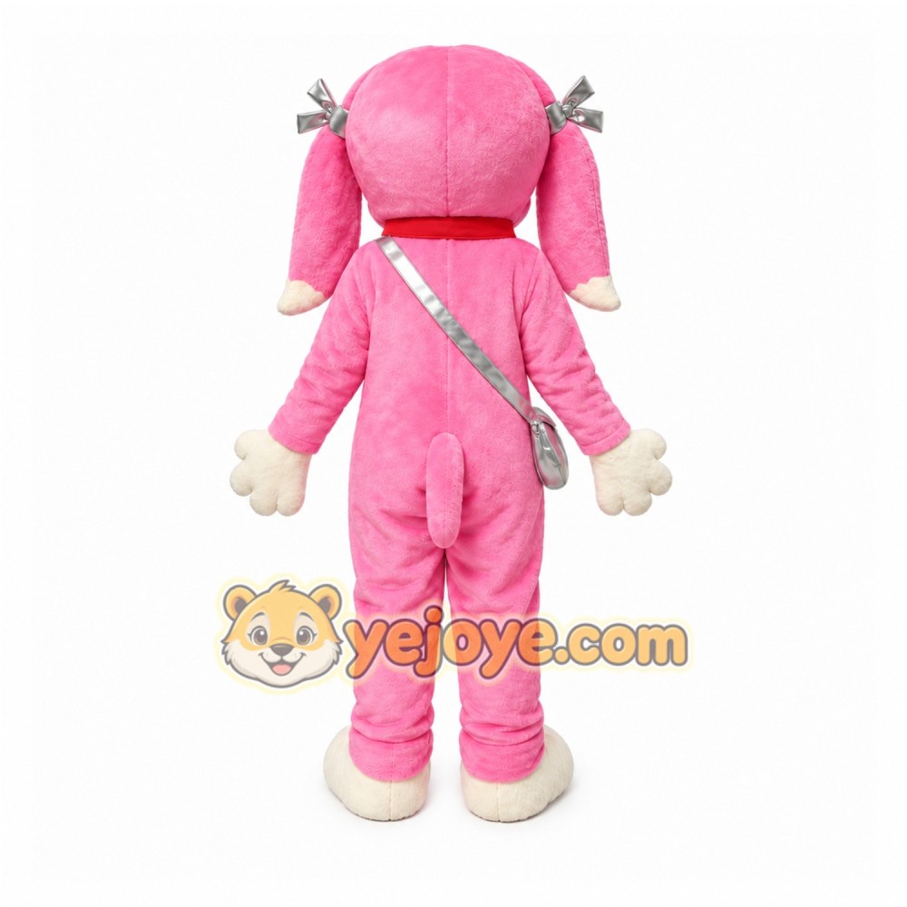 Pink Dog Mascot Costume with Custom Logo