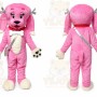 Pink Dog Mascot Costume with Custom Logo
