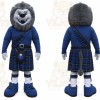 Blue Lion Mascot Costume with Custom Logo
