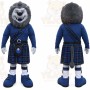 Blue Lion Mascot Costume with Custom Logo