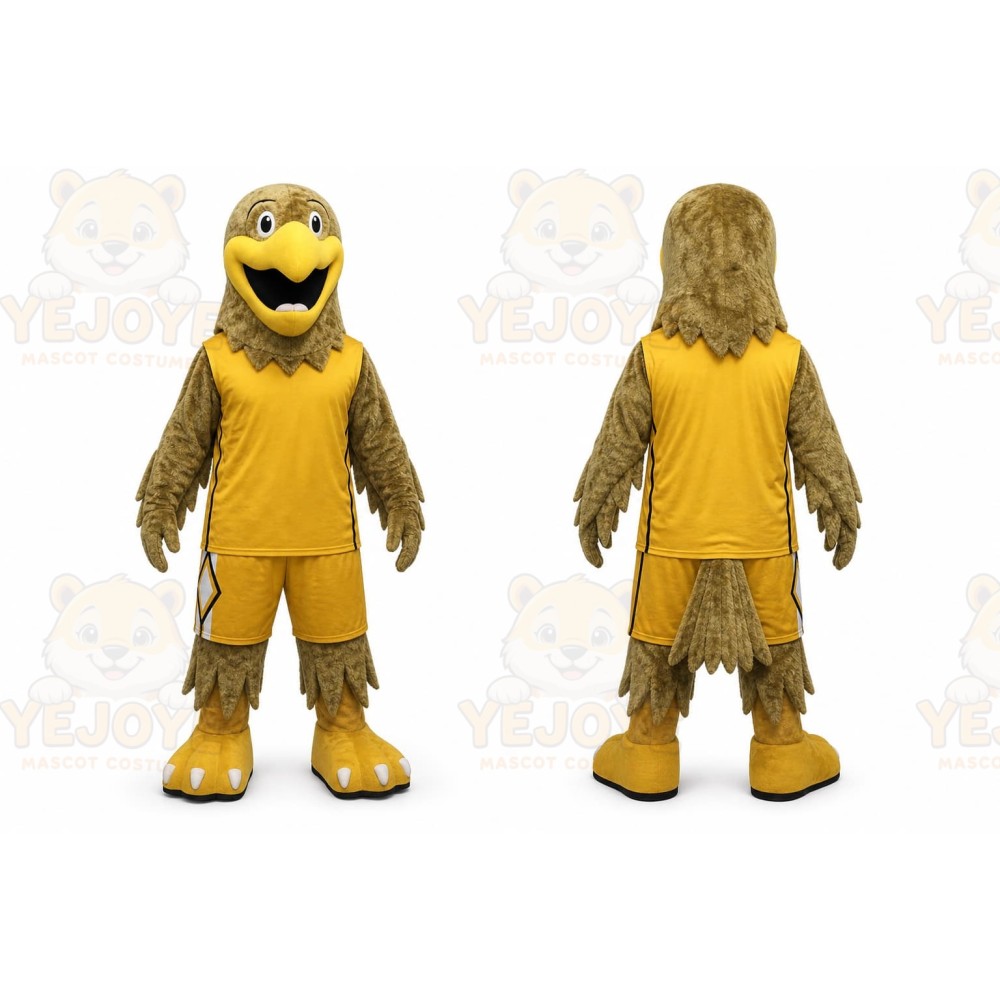 Yellow Eagle Mascot Costume with Custom Logo