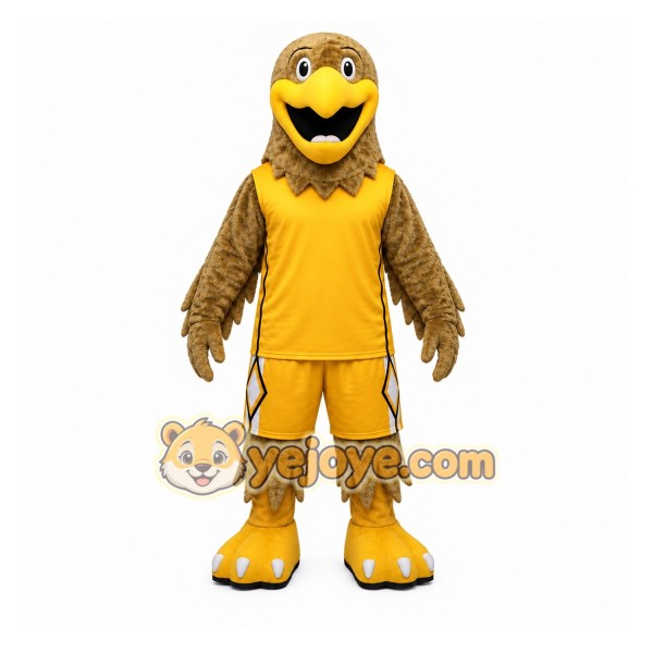 Yellow Eagle Mascot Costume with Custom Logo