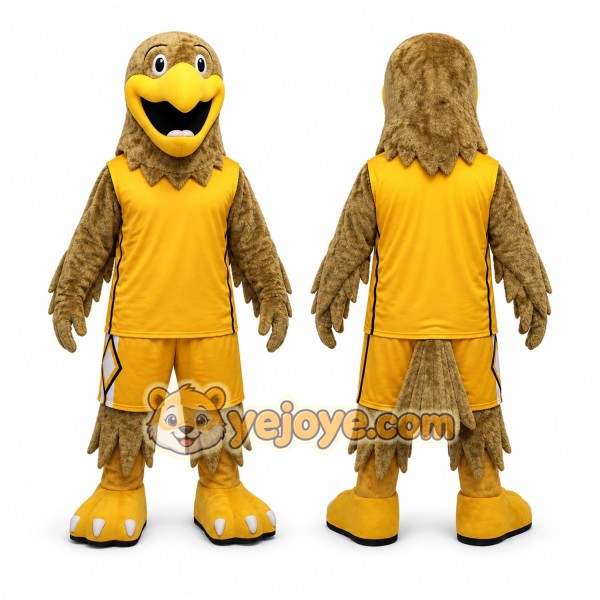 Yellow Eagle Mascot Costume with Custom Logo