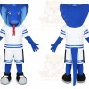 Blue Snake Mascot Costume with Custom Logo
