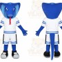 Blue Snake Mascot Costume with Custom Logo