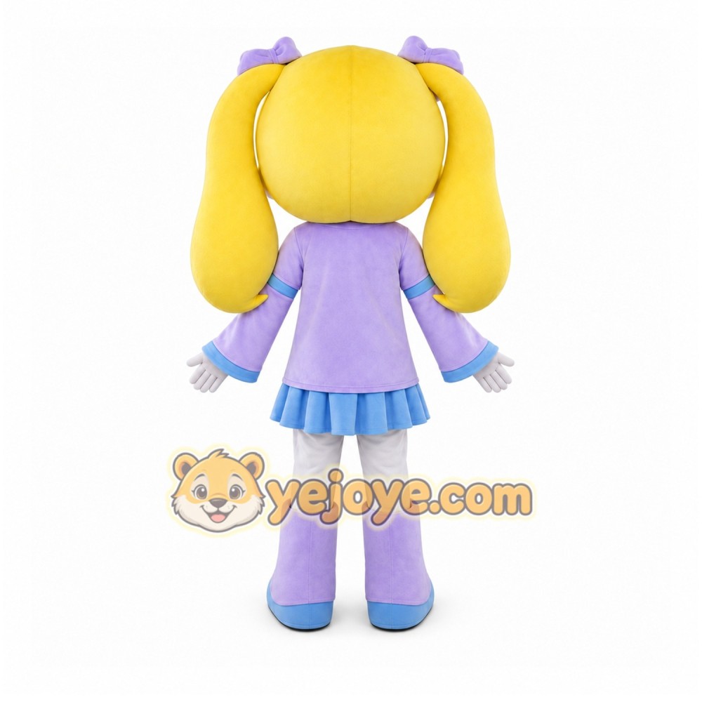 Yellow Girl Mascot Costume with Custom Logo Yellow Girl Mascot Costume with Custom Logo