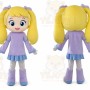 Yellow Girl Mascot Costume with Custom Logo