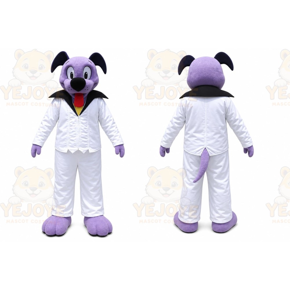 Purple Dog Mascot Costume with Custom Logo