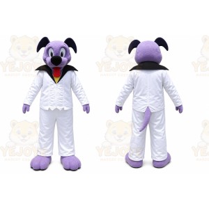 Purple Dog Mascot Costume with Custom Logo