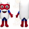 White Tooth Mascot Costume with Custom Logo