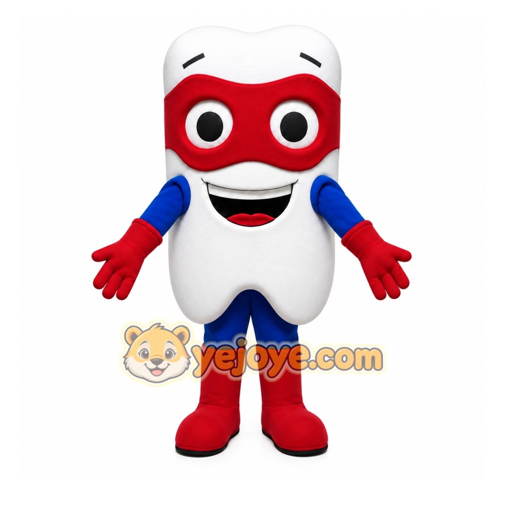White Tooth Mascot Costume with Custom Logo White Tooth Mascot Costume with Custom Logo