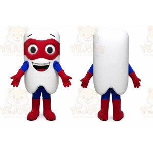 White Tooth Mascot Costume with Custom Logo